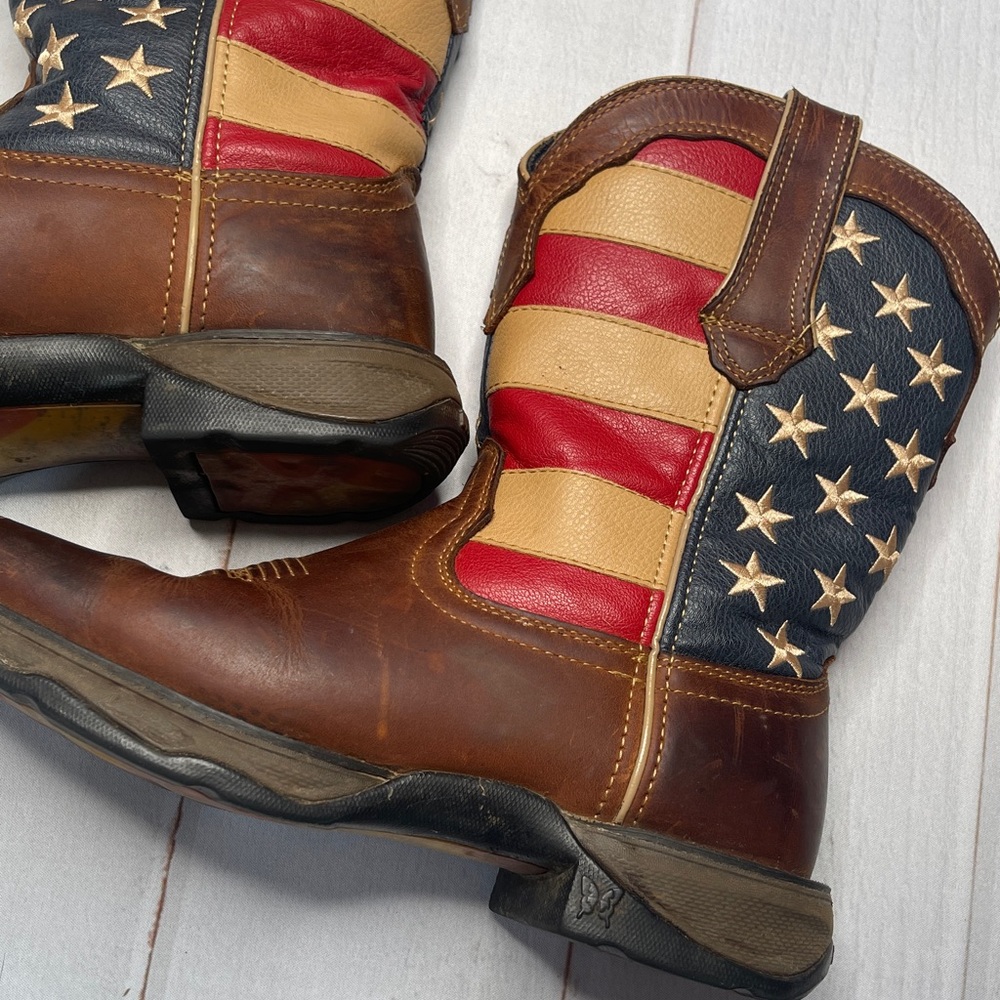 Durango 9 Cowboy Boots Flag Patriotic Ladies Square Toe 10 Inch Western Rodeo - Picture 14 of 15